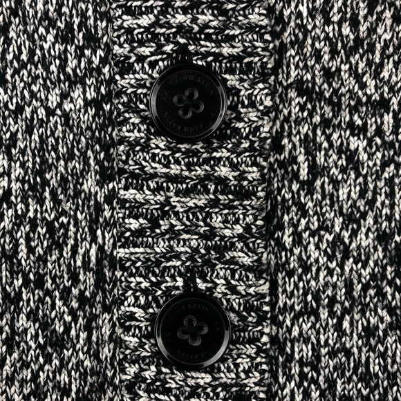 Anne Klein Cardigan Sweater Women's L Black & White Knit Button Front - Picture 7 of 7